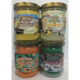 Smoke Odor Exterminator 13 oz Jar Candles Pineapple Coconut, Assortment (4) Includes Pineapple Coconut, Pina Colada, Jolly Joint & Potpaya.