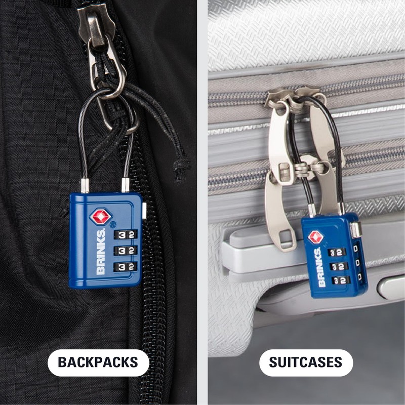 Brinks TSA Accepted Indicator Luggage Lock, Blue - Ressetable Combination,