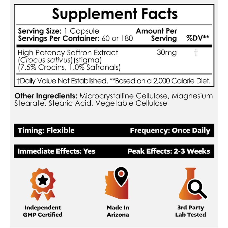Nootropics Depot High Potency Saffron Extract Capsules | 30mg |