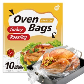 10×Large Oven Bags Turkey Size,Cooking Roasting Bags Large Size(22×24Inch) Meat Roasting Safe for Turkey Meat Fish and Vegetables (10)