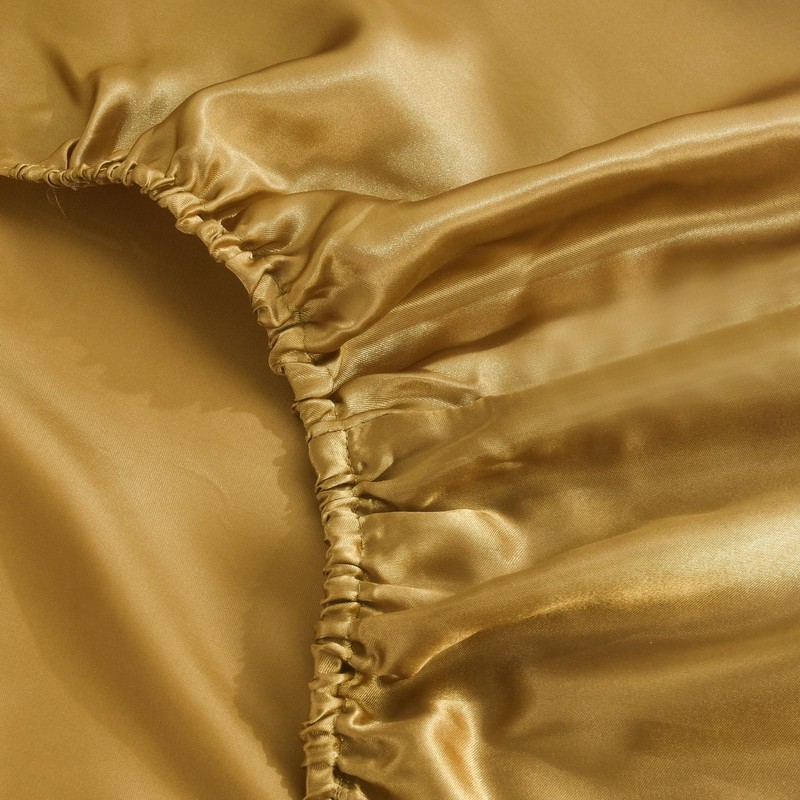 ROOEE Satin Silk Fitted Sheet with Pillowcase Set Breathable Soft