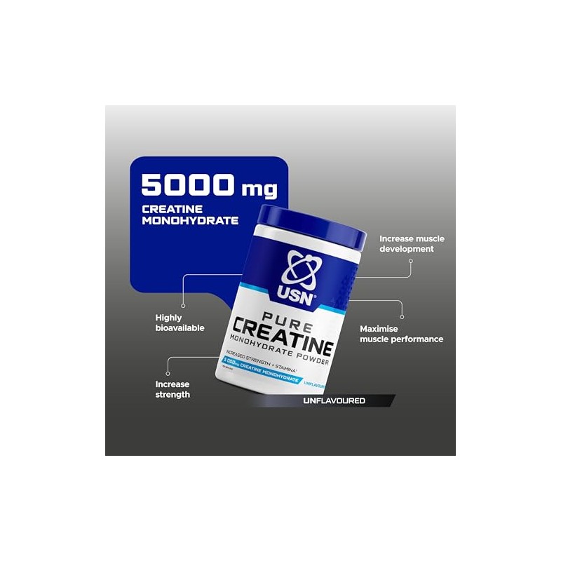 USN Pure Creatine Monohydrate Powder 300g - Unflavoured I 60