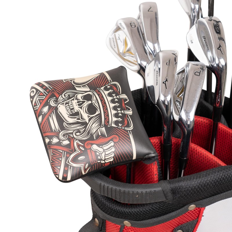 Golf Putter Club Head Cover Square Mallet Magnetic Black PU