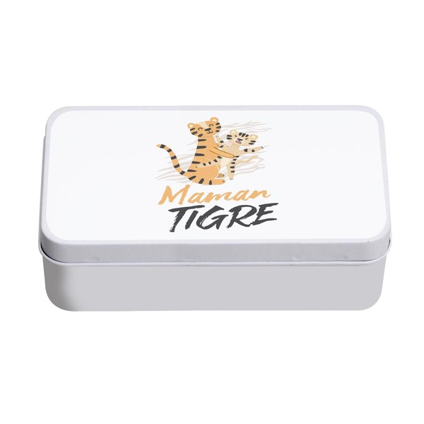 Fabulous Weiße Metallbox - Mutter Tiger und ihr Baby, Zeichnung,