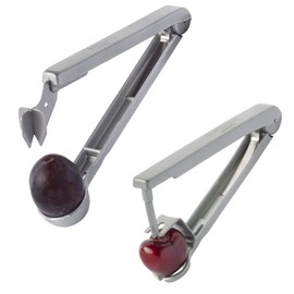 Westmark Set: 1 cherry and 1 plum pitter for kitchen pitted fruit, aluminium, food-safe coating, stainless steel blade, Kernex and Steinex, silver, 401022E6