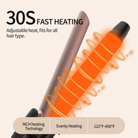 1.2 Inch Curling Iron with Clipped Tourmaline Ceramic Barrel Professional 1 1/5 Inch Hair Curler up to 450°F Dual Voltage for Traveling 60 Mins Auto Off Suit for Different