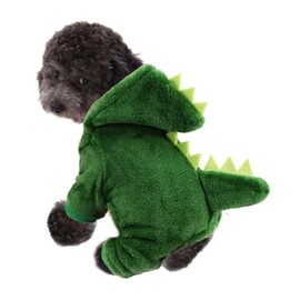 Zerodis Disfraz de Dinosaurio para Perro, Diseño de Dinosaurio para Perro, Disfraz de Moda, Bonito, Cálido, Esponjoso, con Capucha, Cachorro, Trajes de Invierno para Perros, Gatos, (XS)