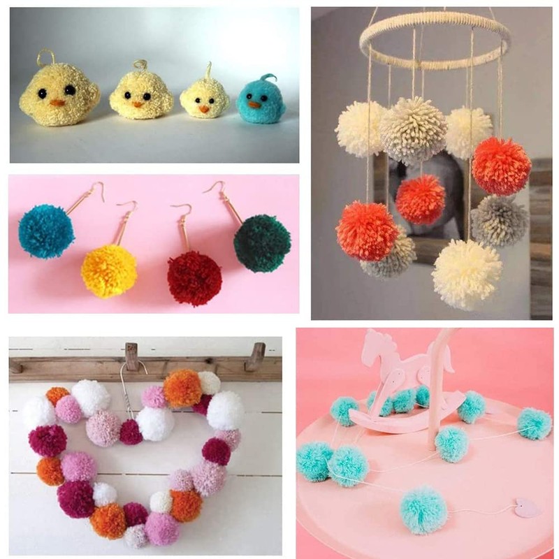 PXRLMYF Pack of 8 PomPom Maker, 4 Sizes Fluff Ball