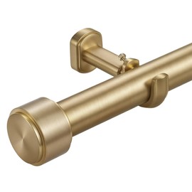 Lwiiom Heavy Duty Curtain Rods,1 1/4" Large Diameter Premium Nonadjustable Curtain Rod,48in/4ft Custom Window Treatment Rods with Durable Aluminum Brackets and End Caps,Gold Finish