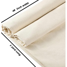 VDS 1 Yard Long, 100% Cotton Muslin Fabric 48” Inch Wide, Natural Unbleached Medium Weight Fabric Linen Textile for Backing Material Quilting Sewing Draping Apparel Cloths Crafts DIY Multipurpose