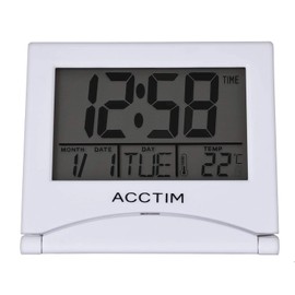 Acctim Mini Flip 2 Folding Travel LCD Alarm Clock White 15782