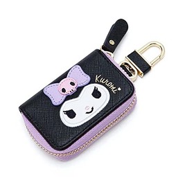 Huositi Cute cartoon small wallet ladies short wallet leather bag men's key case (Black), Black