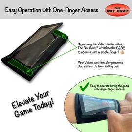 Bat Cozy Premium Wrist Coach (Pack of 6-Youth or Adult), Superior Design for Quick Access and Secure Play Card Storage, Play Call Wristband, Football, Flag Football, Softball, Baseball, Black or White