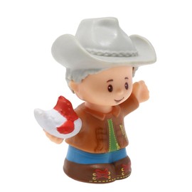 Fisher-Price Replacement Part for Collectible Little People Farm Playset CHJ51 - Replacement Grandpa Farmer or Cowboy Figure - Gray Hair - Holding Chicken