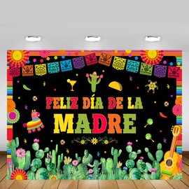 MEHOFOND Mexican Happy Mother's Day Backdrop Feliz Día De La Madre Photography Background Feliz Dia Mama Spanish Fiesta Love You Mom Party Decorations Banner Photo Booth Props 7x5ft