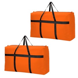 160L Extra Large Moving Bags with Strong Zippers & Carrying Handles, Storage Bags Storage Totes for Clothes, Moving Supplies, Space Saving Oversized Storage Bag (Orange-XL)