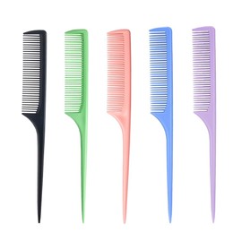 5 PCS Tail Comb Plastic Rat Tail Hair Comb Fine Lines Pintail Comb Antistatic Teasing Hair Comb with Long Handled for Women Men Girl Salon Home Supplies