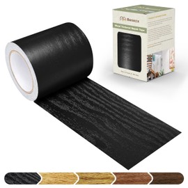 Besezx Wood Grain Tape, 3.9" X15', Self Adhesive Wood Grain Repair Patch for Tables, Chairs, DIY,Baseboards, Doors, Windows, Floors and Furniture Renovation.（Black）