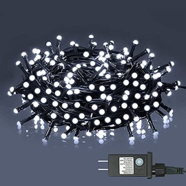 DAHAN Cadena de Luces Navidad para Exteriores, Fairy Lights 8 Modos de Luces Centelleantes, Luces de Hadas Certificadas por UL para árboles de Navidad, Fiestas (Blanco Frio, 20M 200LED)