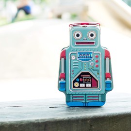 Suck UK Tin Robot Lunch Bag - Kids Lunch Box - Food Storage Tin - Boys Lunchbox - Retro Bag Kids - Packed Lunchbox - Bento Boxes For Adult - Food Container With Carry Handle - Snack Metal Boxes