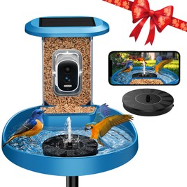 EAST OAK Smart Bird Feeder with Camera and Bird Bath 2-in-1, 160°Wide View 2K Ultra HD Live Camera with AI Identify 11000+ Species, Auto Capture & Real-time Notifications, Ideal Gift for Lover, Parent