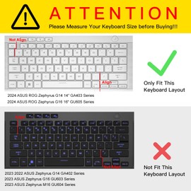 CaseBuy Keyboard Cover Skin for 2026-2024 ASUS ROG Zephyrus G14 GA403 GA403W GA403UU GA403UV GA403UI / ROG Zephyrus G16 GU605 GA605 GU605MV GU605MI GU605MY GU605MZ GU605MU 16" Laptop Protector, TPU