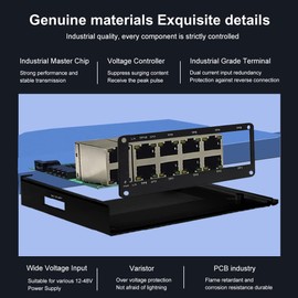Mini Industrial Switch 10 Ports Gigabit Switch Hardened 10 Port RJ45 10/100/1000Mbps Ethernet Switch Din Rail Mount Outdoor Ethernet Switch, Unmanaged Network Switch (-40 to 176°F) with 12-48V DC
