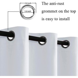 JIUZHEN Blackout Curtains with Tiebacks - Thermal Insulated, Light Blocking and Noise Reducing Grommet Curtain Drapes for Bedroom and Living Room, Set of 2 Panels, Greyish White, 42 x 63 Inch Length