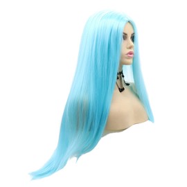 variouswig 24” Light Bule None Llace Wig Natural Long Straight Wigs Heat-resistant Fiber Synthetic Wig Middle Part for Women for All Occasions