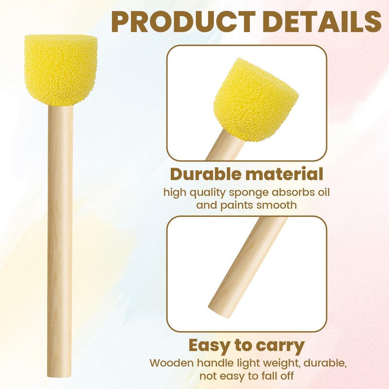 Pndeyo 10pcs Round Sponge Brushes for Painting, Foam Paintbrushes with