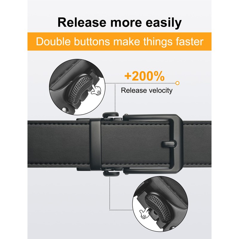 JUKMO 1.5" (38mm) Leather Ratchet Belt for Men in Gift
