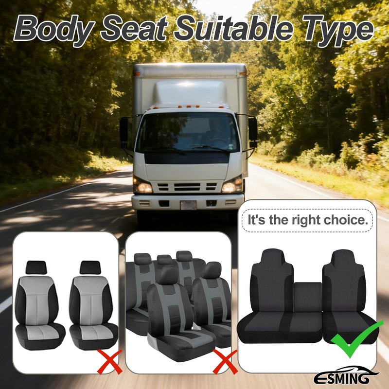 ESMING Custom-Fit Front Seat Cover Replacement for Isuzu NPR 2006-2025