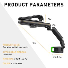 Gasedin Car Phone Holder, 1080° Rotatable and Retractable Mobile Phone Holder, Multi-Functional Sun Visor Rearview Mirror Car Phone Holder Fit for Most Cell Phones, Car Accessories (Black Green)