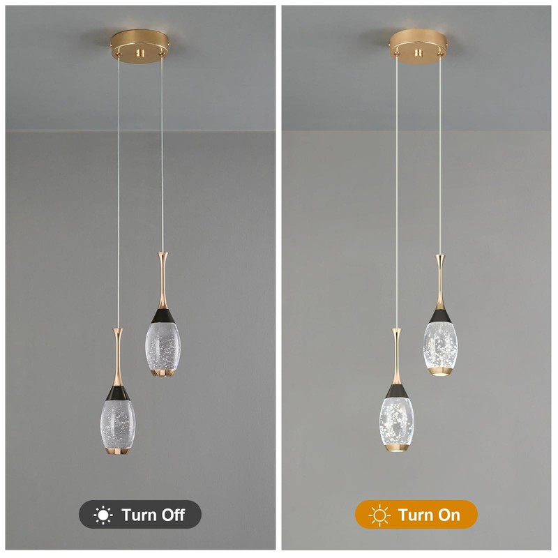 BBLLWJ Modern Black Gold Pendant Light Dimmable LED Ceiling Light