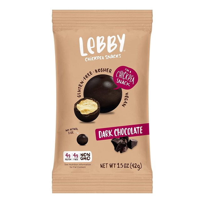 Lebby Chickpea Dark Chocolate Snack, Gluten-Free, Non-GMO, Vegan, High-Protein, Guilt-Free 1.5 Oz 6 Pack