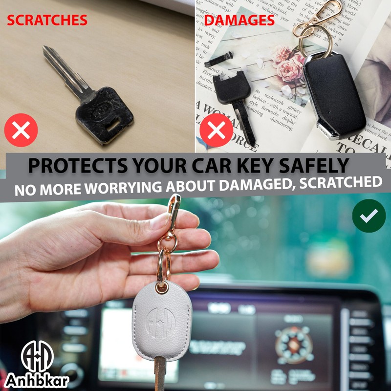 ANHBKAR Leather Keys Sleeve for Broken Car Key Loop Replacement
