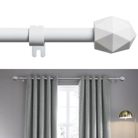 FLY HAWK Curtain Rods, 72" to 144" for Windows Curtain Rod Set, Modern Simplicity Decorative Style 5/8 Inch Metal Curtain Pole, Heavy Duty Drapery Rods with Brackets White