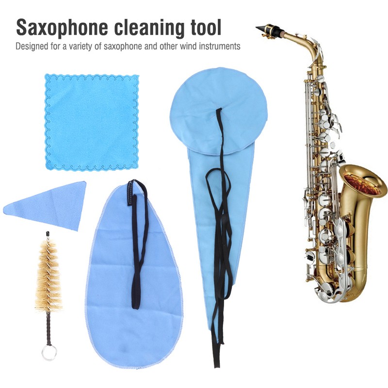 5Pcs Saxophone Cleaning Swab Cloth Mouthpiece Brush Cleaning Care Kit