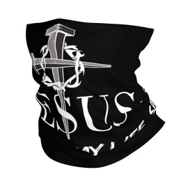 Jesus Christ Blessed Saved My Life White Neck Gaiter Face Cover Mask Bandana Gator Balaclava Tube Face Scarf Headband Outdoor Sport Mask Sun Protection for Men Women