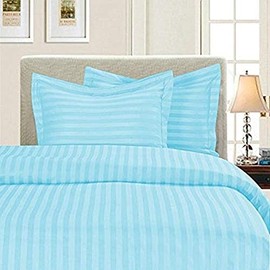Elegant Comfort Wrinkle & Fade Resistant 1500 Thread Count - Damask Stripes Egyptian Quality Luxurious Silky Soft 3pc Duvet Cover Set, King/Cal-King, Light Blue/Aqua