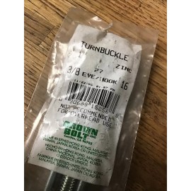 Crown Bolt (1) turnbuckle eye/hook 3/8” x 16” zinc plated  10” Closed 215 Lbs.
