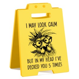 Funny Work Gifts I May Look Calm Desk Sign–Funny Chicken Western Humor | Small Office Gifts for Coworkers Friends, Cute Office Decor Accessories