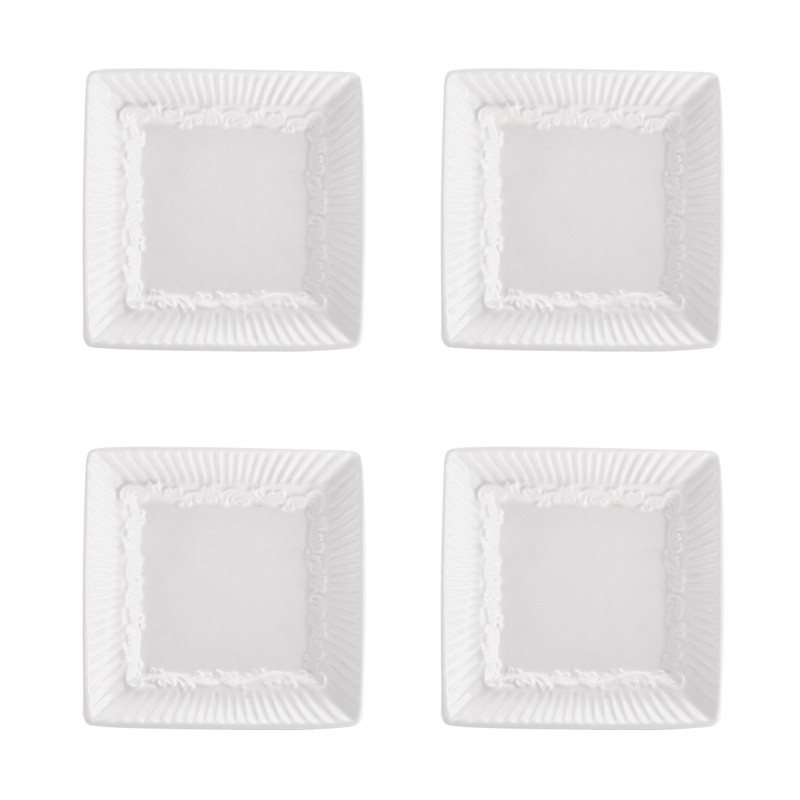 Mikasa Italian Countryside Square Dipping Plates, Set of 4 White