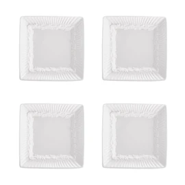 Mikasa Italian Countryside Square Dipping Plates, Set of 4 White
