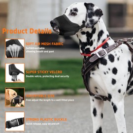 Seyezo Dog Muzzle, Soft Breathable Muzzle for Small Medium Large Dogs, Air Mesh Nylon Muzzle Cover Prevent Biting Barking Chewing, Adjustable Drinkable Pet Muzzle 6 Sizes(Black,S)