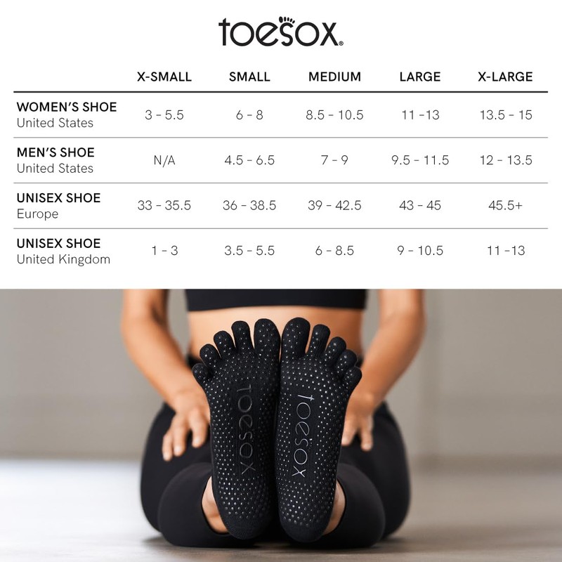 Toesox FT Bellarina Yoga Grip Socks, Oatmeal, S
