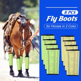 Bulyoou 8 Pcs Mesh Fly Boots for Horse Breathable Mesh Horse Boots Protective Horse Leg Wraps Horse Leggings for Preventing Flies and Mosquitoes Bites (Yellow, Light Yellow)