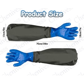 Chenivesss Long Waterproof Rubber Gloves, Aquarium Gloves, Pond Gloves, Resistant to Acids and Alkali Work Gloves, 70 cm Extra Long Sleeve Full Arm Gloves for Men