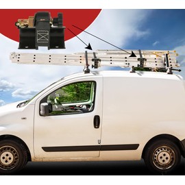 Mytee Products 4 Pack 1-1/2" x 7' Ladder-Rack Ratchet Tie-Down Straps Pair with Round Tube Mount & Double J Hook – Heavy-Duty Zinc-Plated & Black Powder-Coated for Truck Rack Load Securement