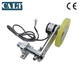 CALT GHW38 300mm Roller Rubber Wheel Length Position Meter Measuring Pulse Rotary Encoder 1000PPR Push-Pull Output Steel Mounting Spring Bracket for Lift Rail